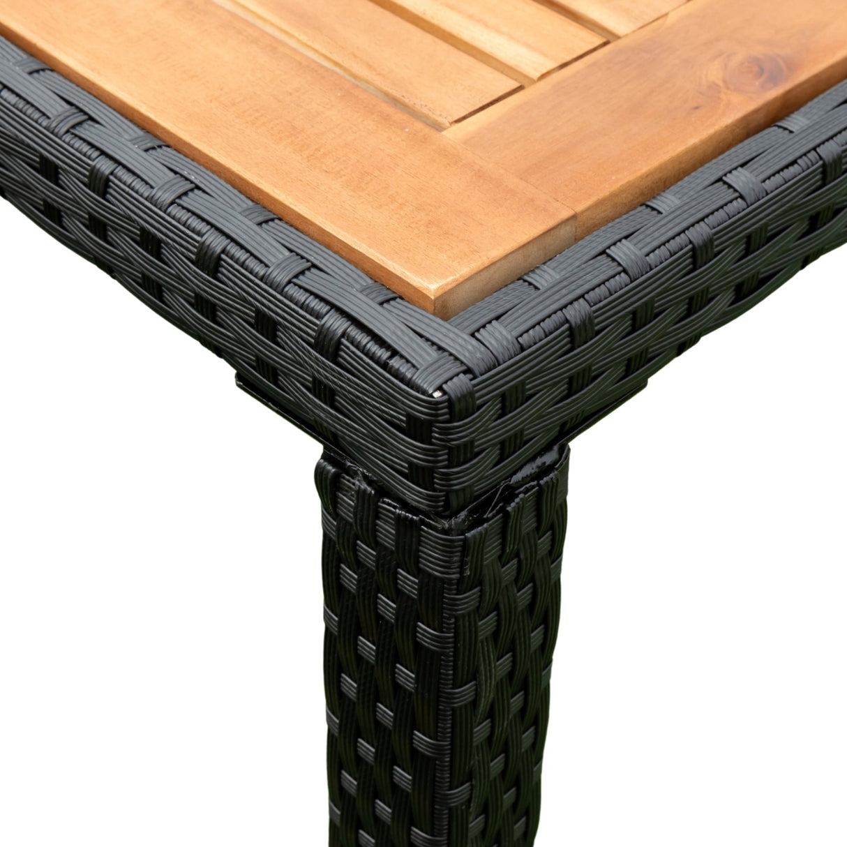 EELIFEE 5-Piece Outdoor Patio Wicker Dining Set with Acacia Wood Top