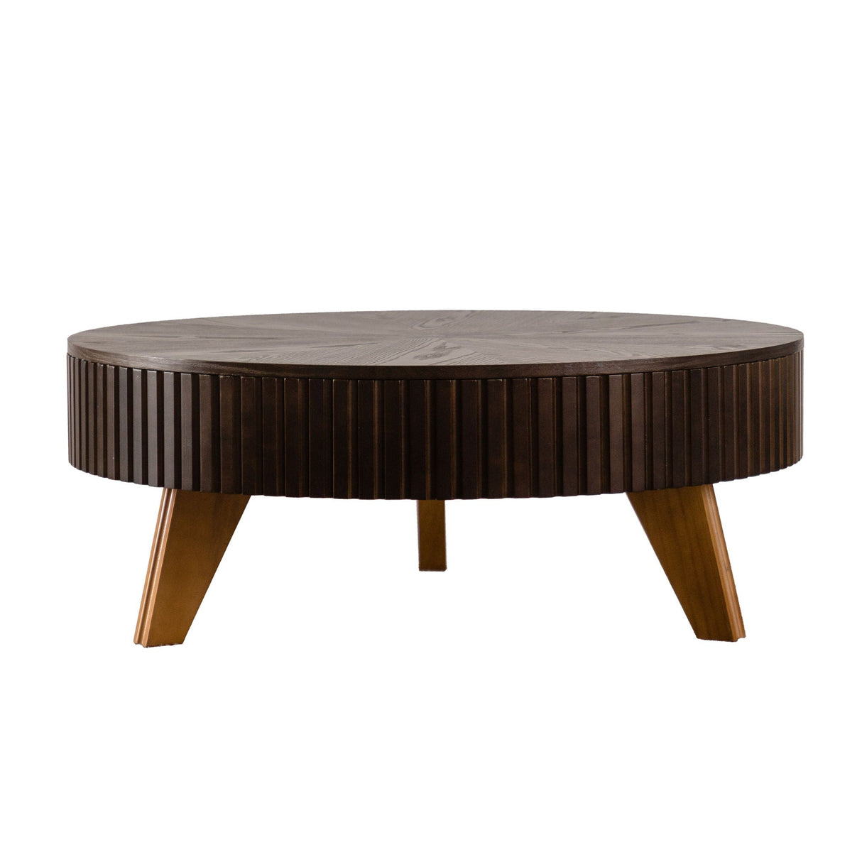 Round Retro Coffee With Solid Wood Legs