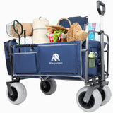Beach Wagon with Big Wheels for Sand 500lbs capacity - Patented design, dark blue