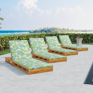 Lounge Chaise Set, Acacia Wood with Water-Resistant Lounge Cushions