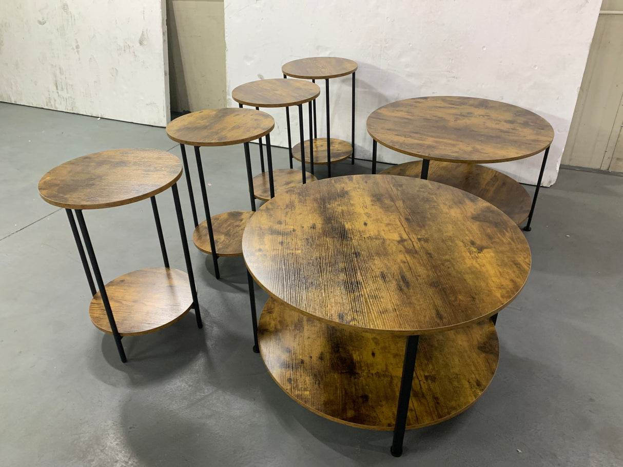3-Piece Coffee Table and End Table Set (Rustic Brown)