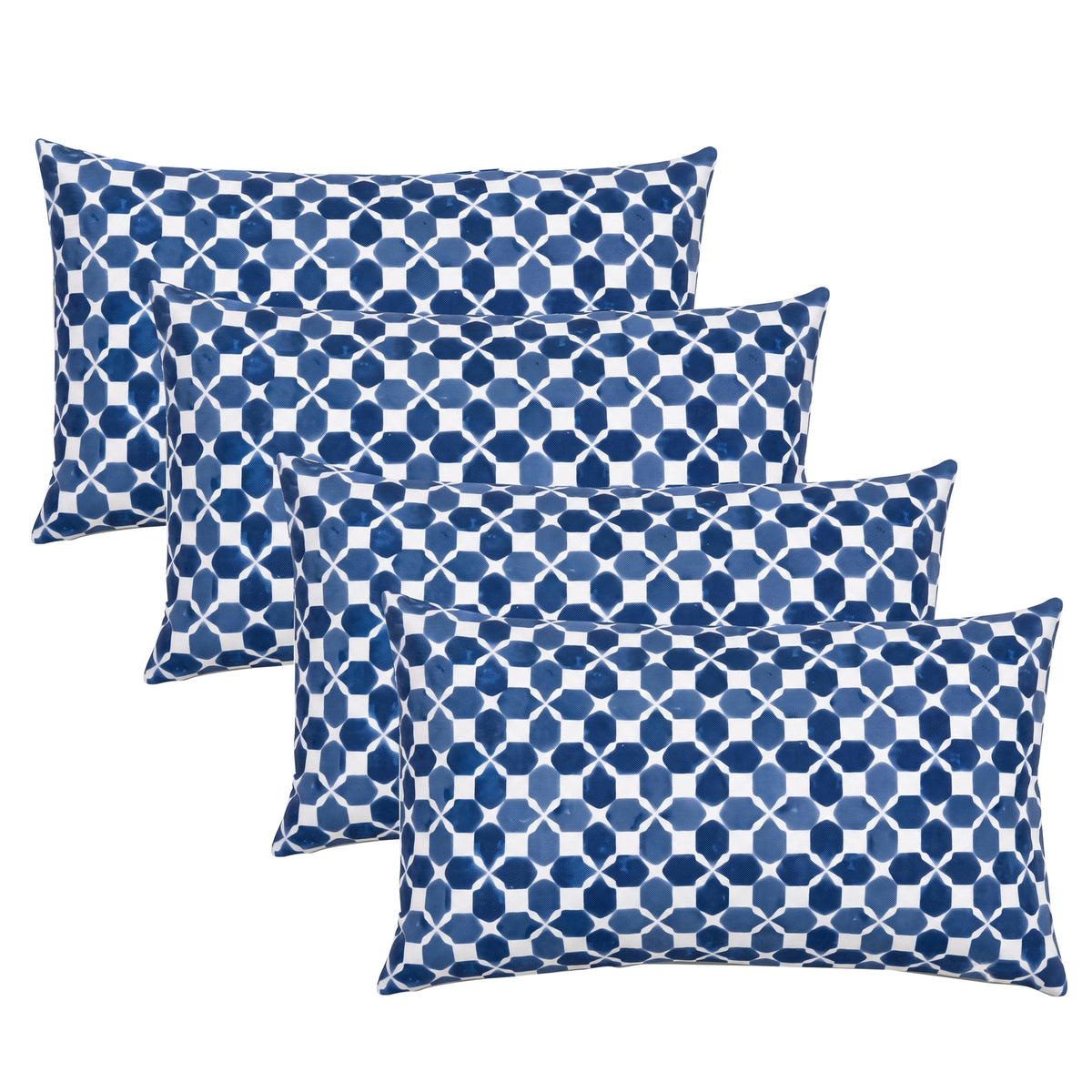 4 Pack Outdoor Lumbar Pillow with Inserts, 12x20 Inch
