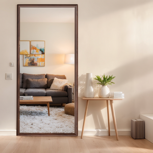 Vintage Full Length Mirror 70'x 31' Wall-Mounted with Faux Wooden Frame in Brown