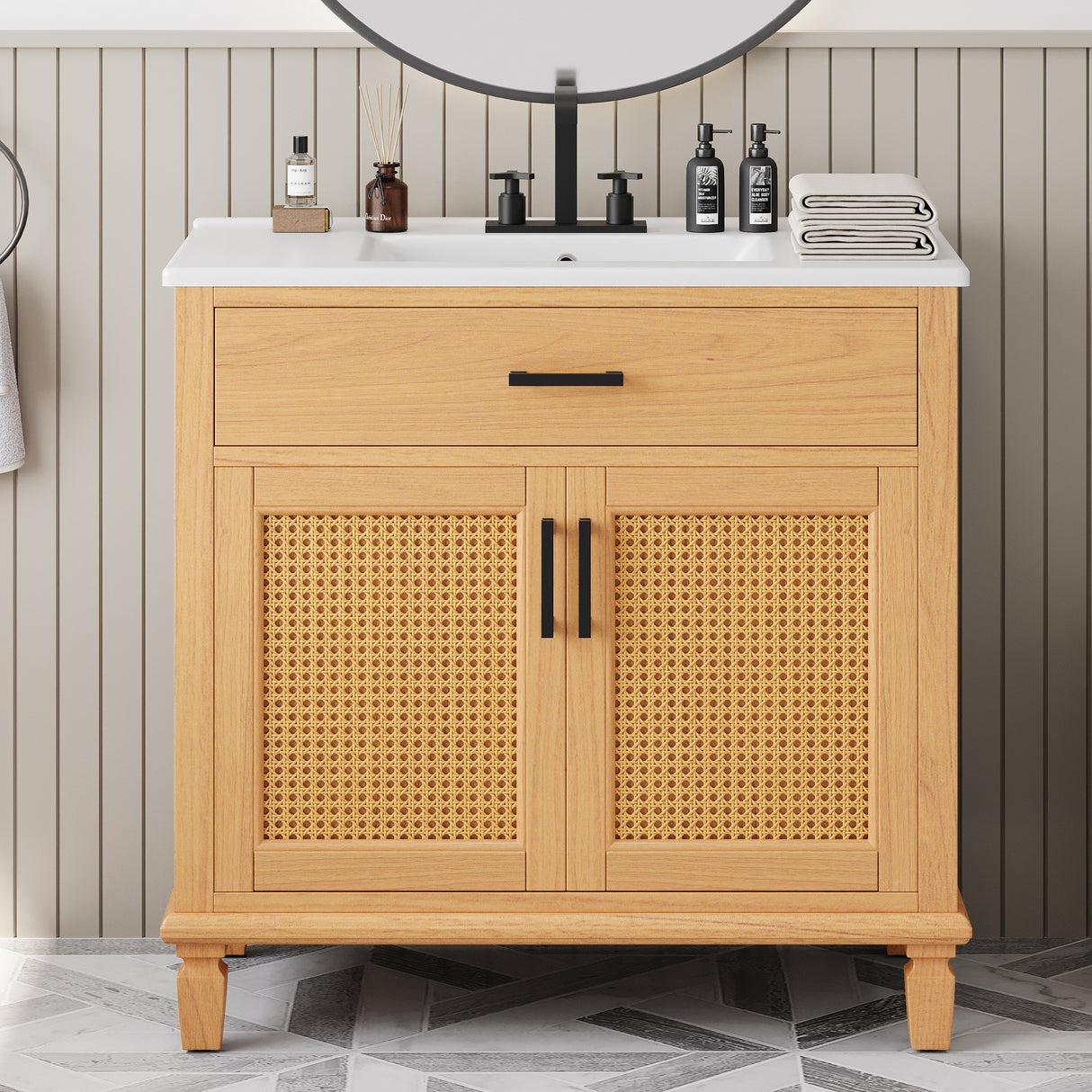 36'  Handwoven Rattan Bathroom Vanity by Christopher Knight Home