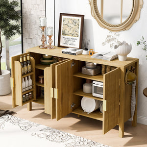 U_STYLE Modern 57.5" Stripe Door Storage Cabinet