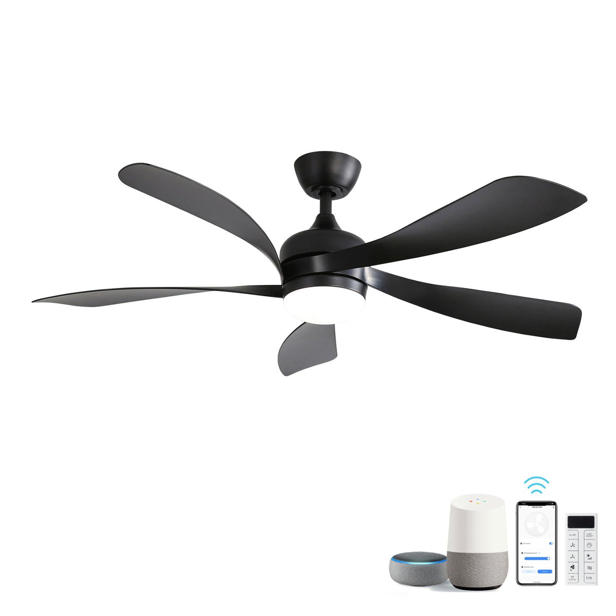 45-Inch Ceiling Fan with DC Motor and Integrated Light - Wood Grain