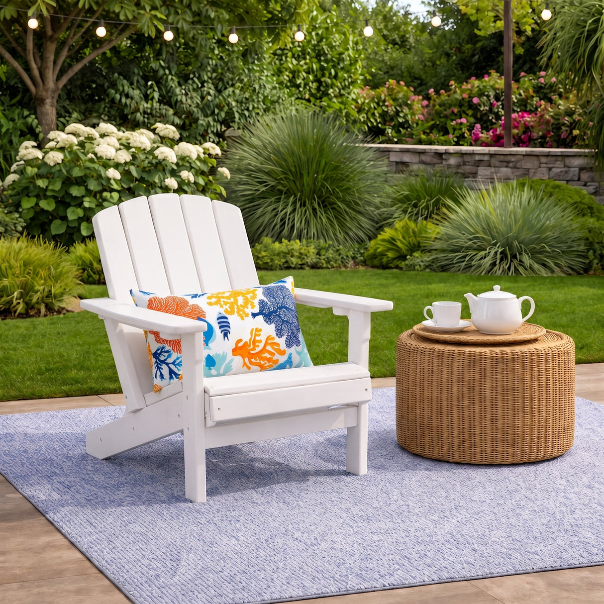 4 Pack Outdoor Lumbar Pillow with Inserts - Ocean Coral