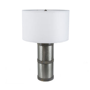D16x24.4" Hammered Iron Table Lamp with Mango Wood