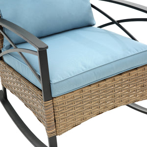 3pcs Rocking Rattan Chair Set in Grey