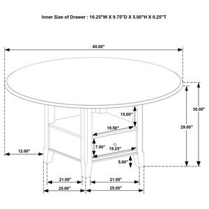 Fulton - Round Dining Table With Drawer - Dark Brown