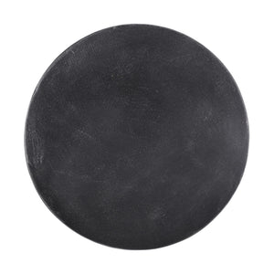 Outdoor Lightweight Concrete End Table With Natural Texture - Matte Black