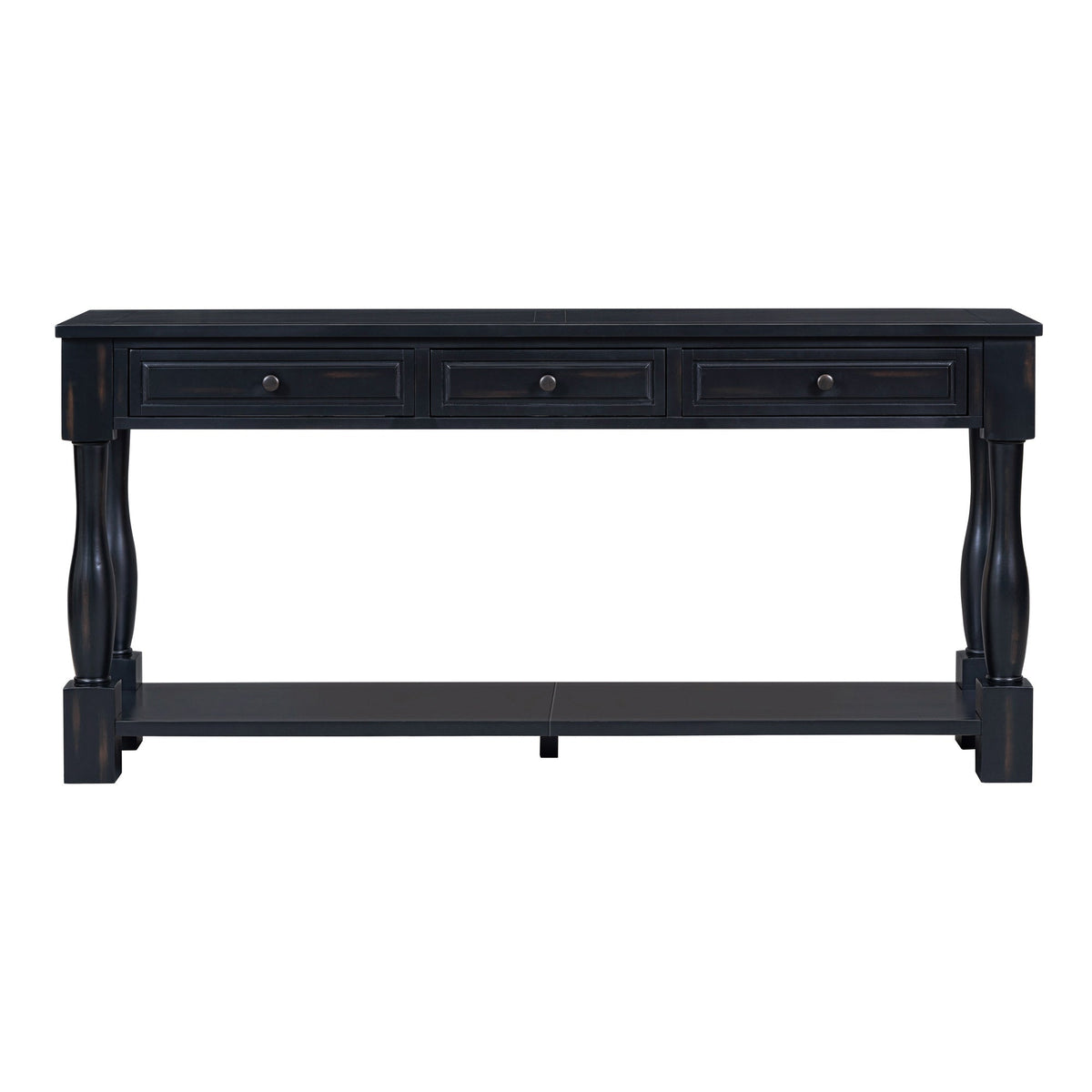 TREXM 63" Long Console Table with Drawers and Shelf