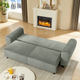 Corduroy-Upholstered-3-Seat-Sofa-Couch,2-in-1-Convertible-Sleeper-Sofa,-Light-Gray-Sofas-&-Sectionals