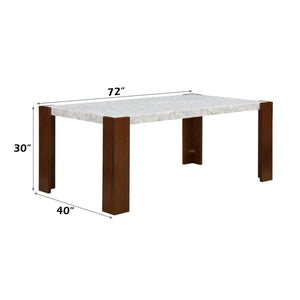 Hettie Dining Table With Engineered Stone Top - Brown