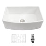 Ceramic Farmhouse Sink Apron Front Single Bowl with Arch Edge - White