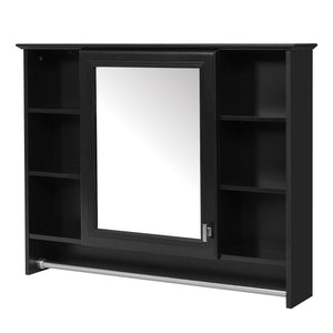 Modern Wall Mounted Mirror Cabinet with Adjustable Shelf - White or Black