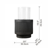 20x20x19.5' Heavy Cement Round Black Ribbed Outdoor Water Fountain with Light (Color Change)