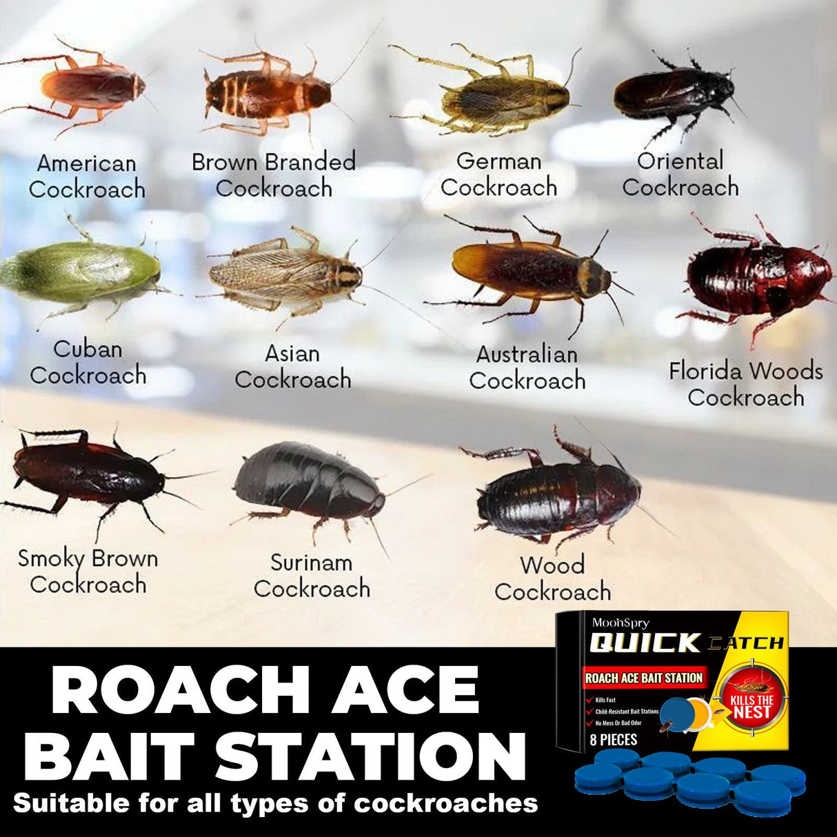8pcs In 1box, Roach Killer Indoor Infestation, Roach Bait Gel Roach Traps Roach Repellent, Cockroach Killer Indoor Home For Small Large Cockroaches