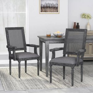 Elegant French Country Style Dining Chair With Cane Backrest