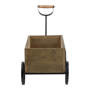 16.5x9.5x8" Rustic Wooden Wagon Planter with Flower Market Sign