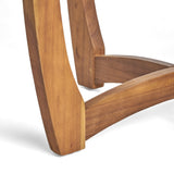 27.5' Outdoor Circular Wood Bistro Table with Curved Legs and Slat Panel