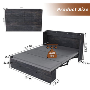 Full Murphy Bed With Storage Drawers, Charging Station, Foldable Panels, And Silent Swivel Wheels