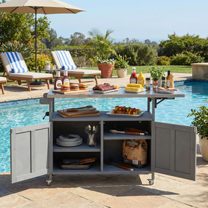 Foldable Outdoor Kitchen Island Patio Mobile Kitchen Cart