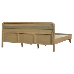 Pine Solid Wood Queen Size Bed, Rustic Yellow