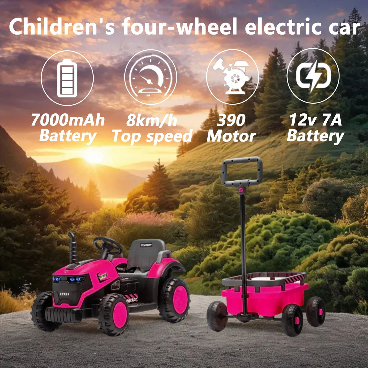 Kids Electric Ride-On Tractor With Trailer
