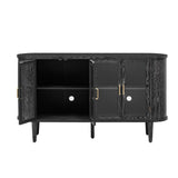 Wood Buffet Cabinet with Glass Doors and Adjustable Shelves
