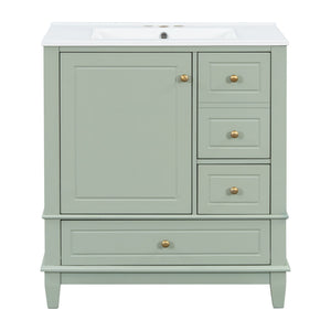 Freestanding Bathroom Vanity With Sink, Soft Close Door, 3 Drawers