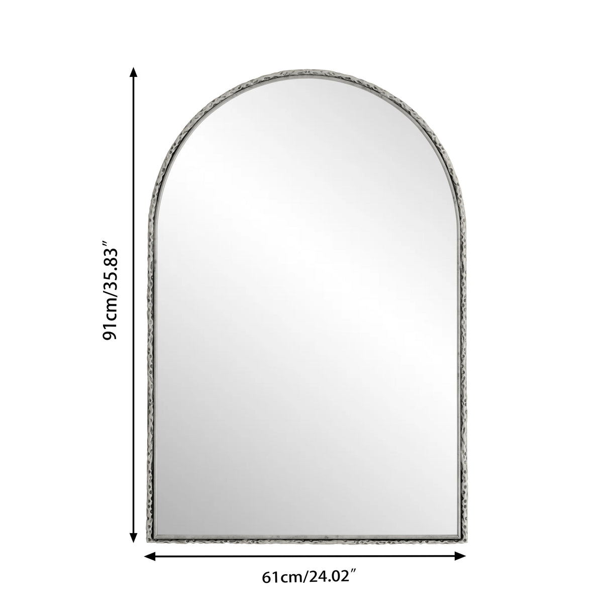 Arched Silver Wall Mirror with Tempered Glass Metal Frame