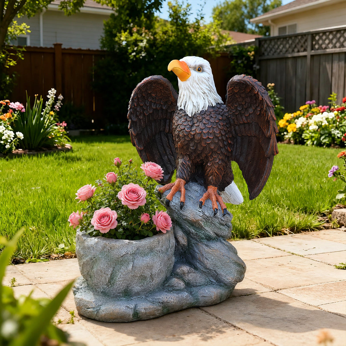 Standing Eagle Statue Garden Planter