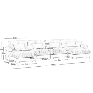 Oversized Modular Sectional Sofa with Movable Ottoman - Fabric, Multiple Colors