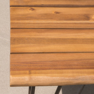 Outdoor Coffee Table With Slat Top And Metal Legs - Teak