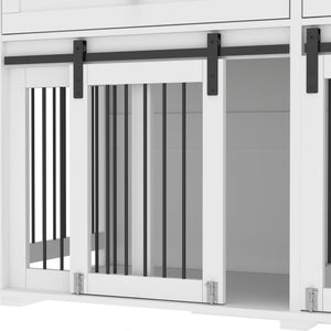 Large Dog Crate, Water Resistant Indoor Pets Furniture Double Dog Crates - Brown White