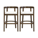 Modern Rubberwood Bar Stool Set with Upholstered Seats
