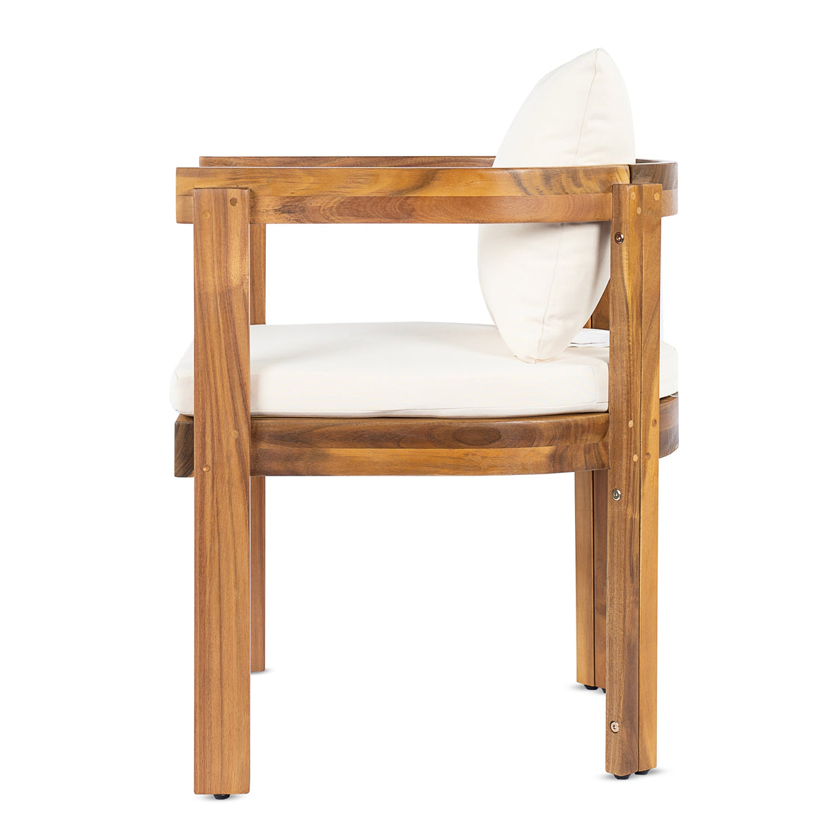 7 Pieces Acacia Wood Outdoor Dining Set with Cream Cushions