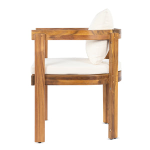 7 Pieces Acacia Wood Outdoor Dining Set with Cream Cushions