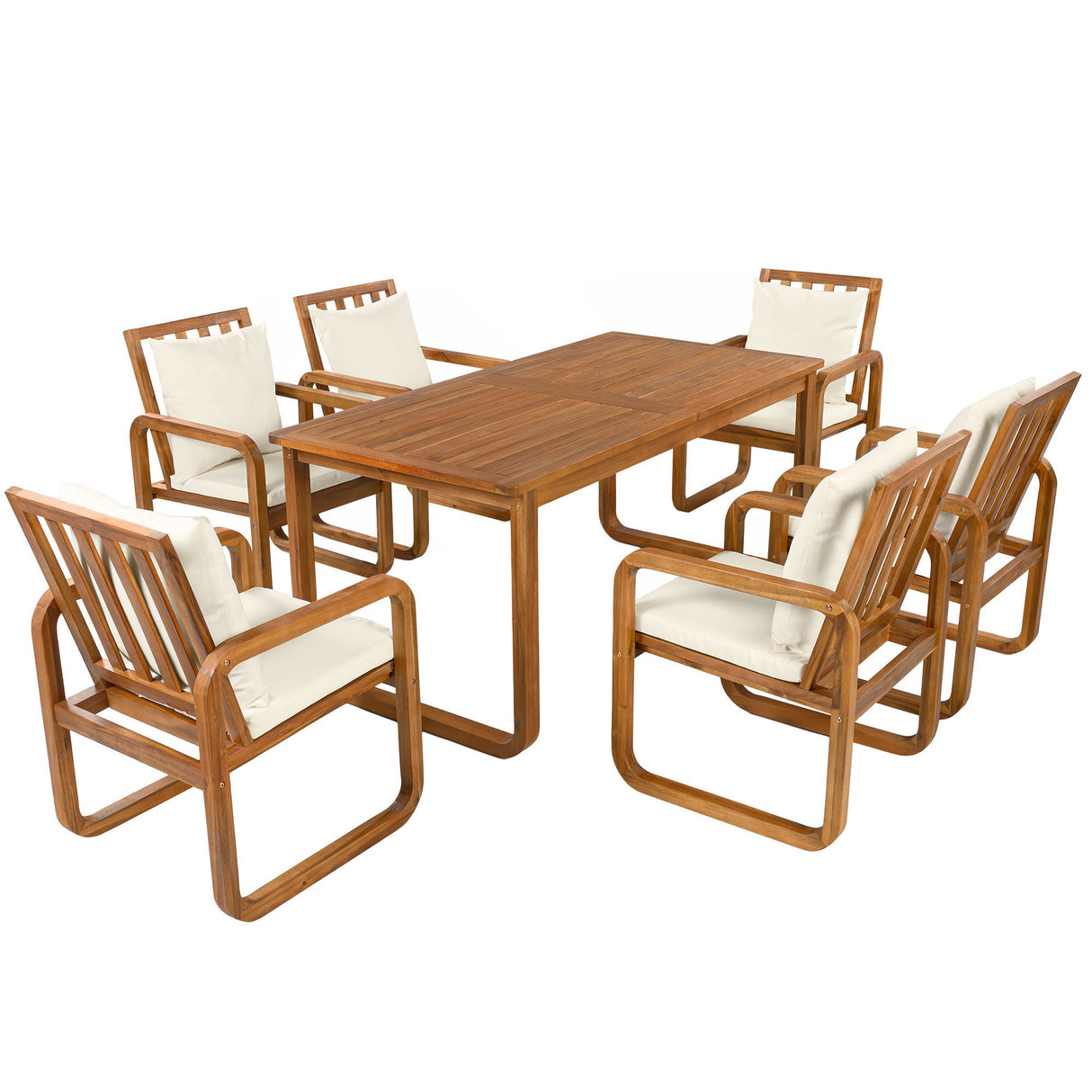 7 Piece Outdoor Patio Dining Set With Removable Cushions