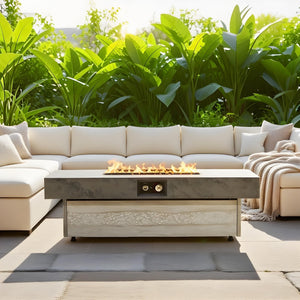 Outdoor Firepit Table 48 x 24 Inch Rectangle Fire Pit Table