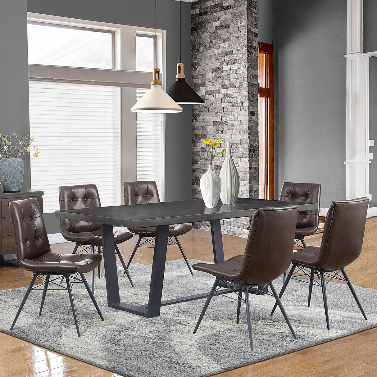 Back Dining Chairs With Button Tufting (Set of 4) - Brown
