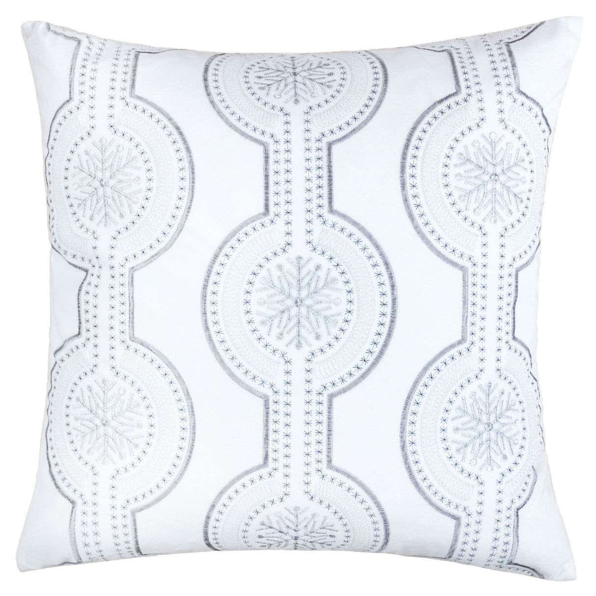White Holiday Embroidered Velvet Throw Pillow with Insert 20x20 Set of 2