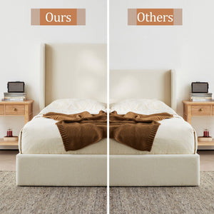 Carmen - King Size Upholstered Wingback Bed - Ivory