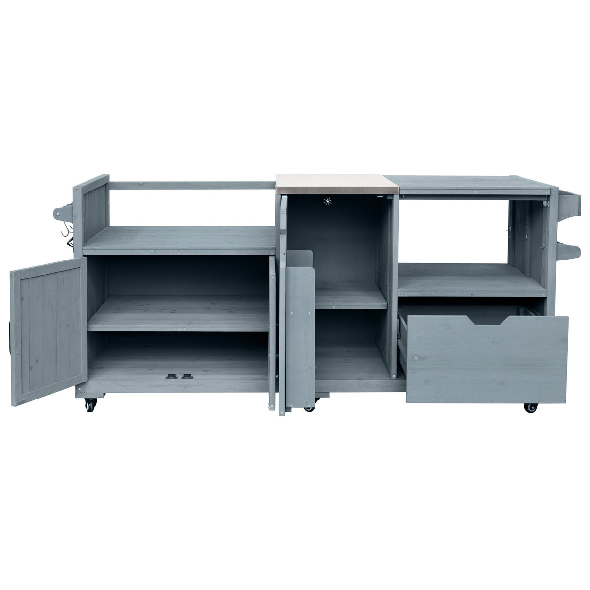 K&K 80.5' Outdoor Kitchen Island for Big Green Egg & Blackstone Griddle