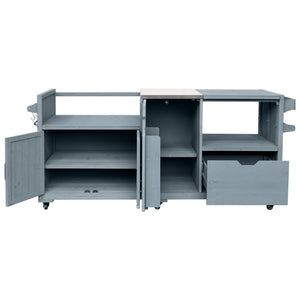 K&K 80.5' Outdoor Kitchen Island for Big Green Egg & Blackstone Griddle