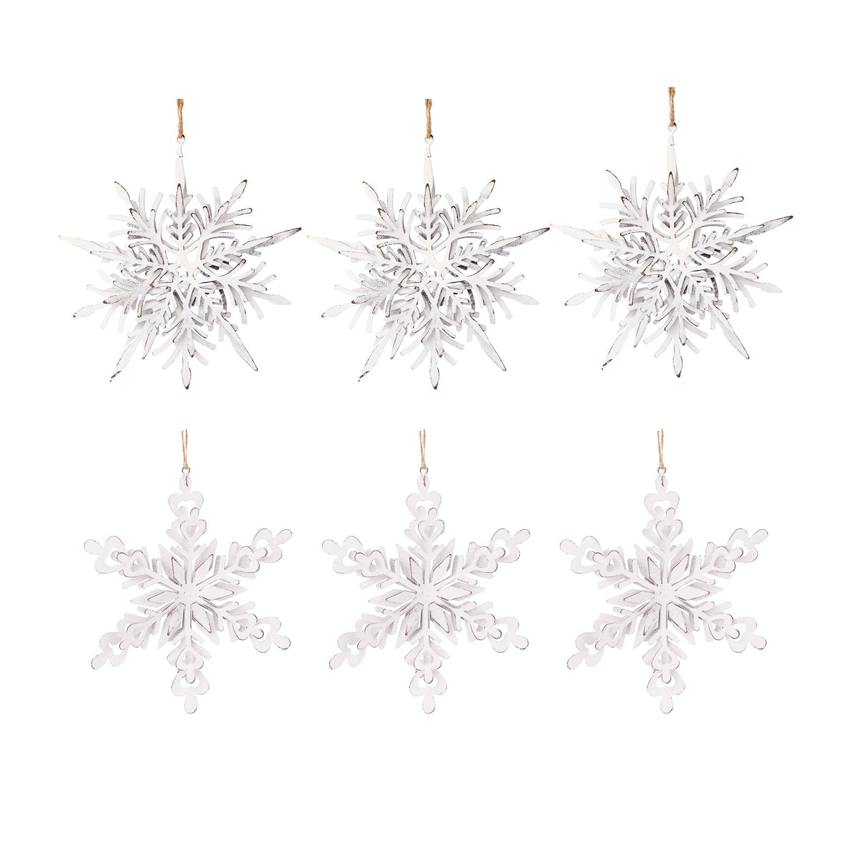 Set of 6 Iron Snowflake Hanger Christmas Tree Ornaments