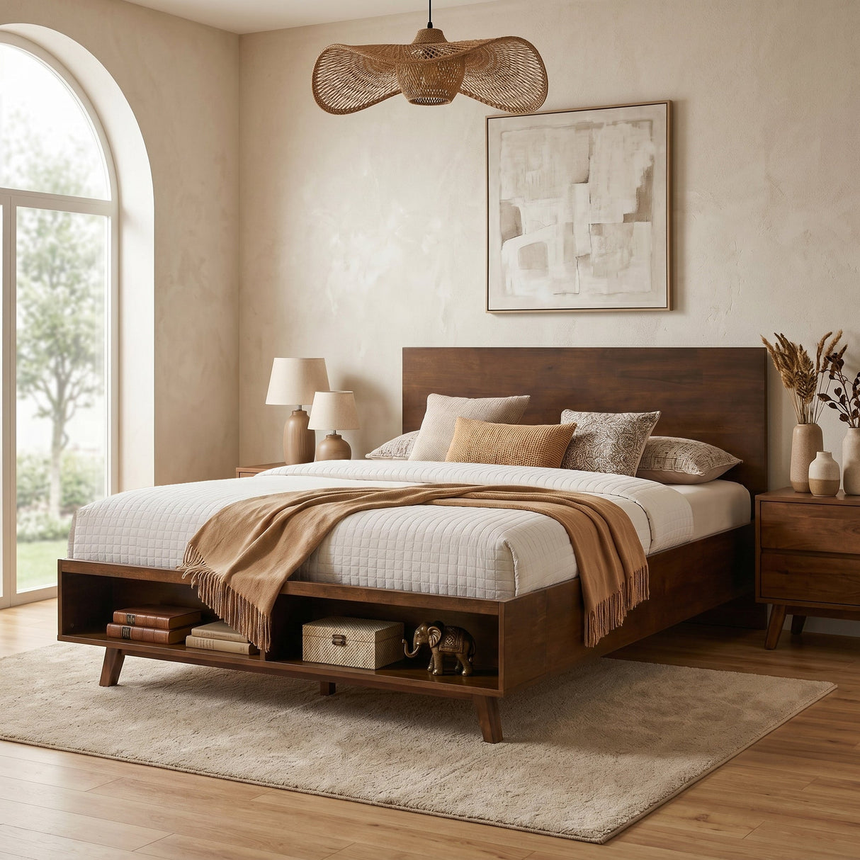 Walnut King Size Platform Bed Frame
