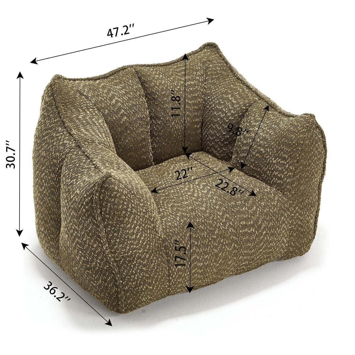 Chenille Arm Chair with Highly Resilient Foam - Multiple Colors