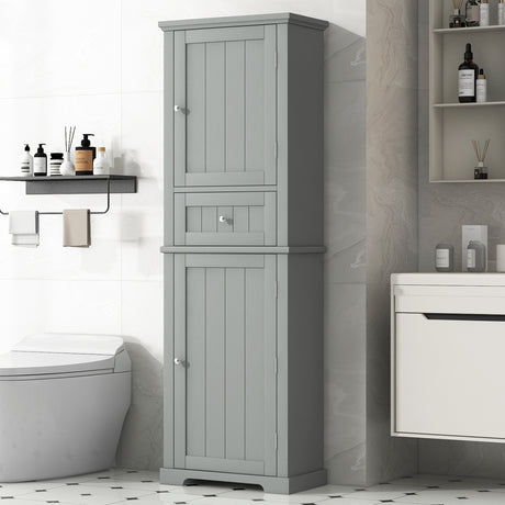 Tall-Grey-Bathroom-Storage-Cabinet-with-Adjustable-Shelf-and-Drawer-Bathroom-Cabinets